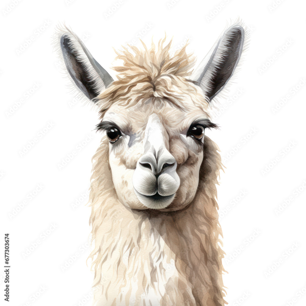 animal lama portrait isolated on white background