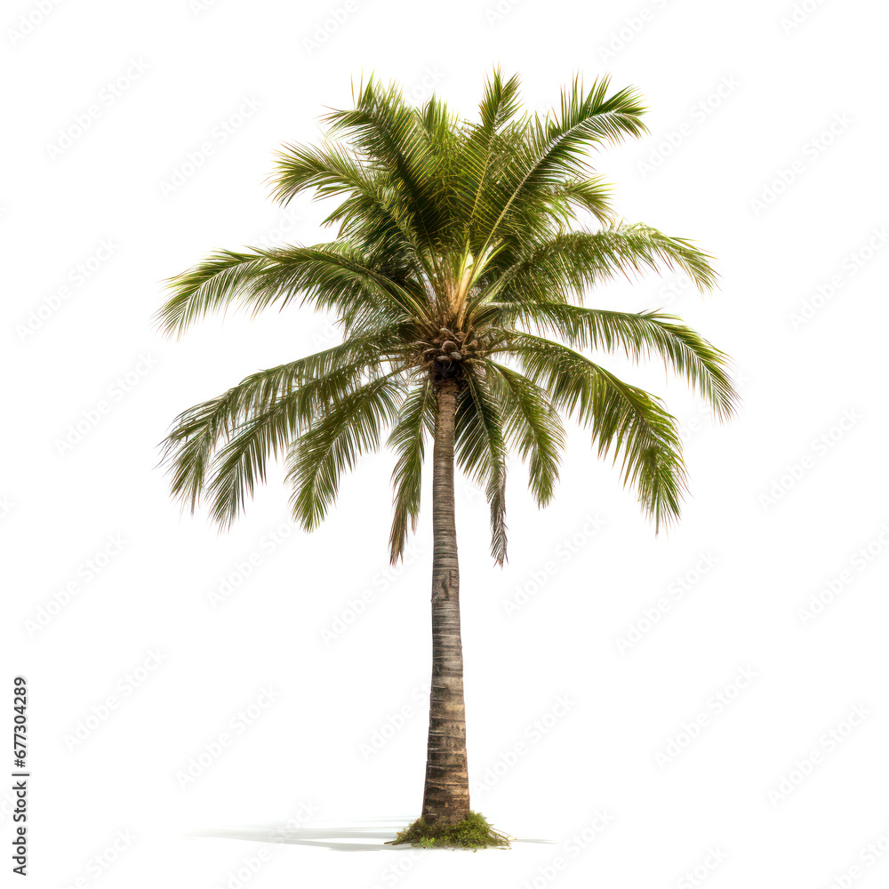 Obraz premium palm tree with coconuts isolated on white background