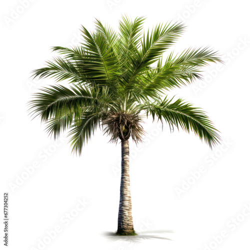 palm tree with coconuts isolated on white background