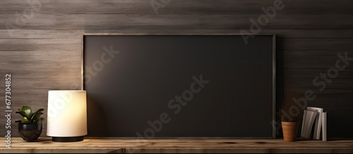 3D rendered poster on shelf dark and blank Copy space image Place for adding text or design