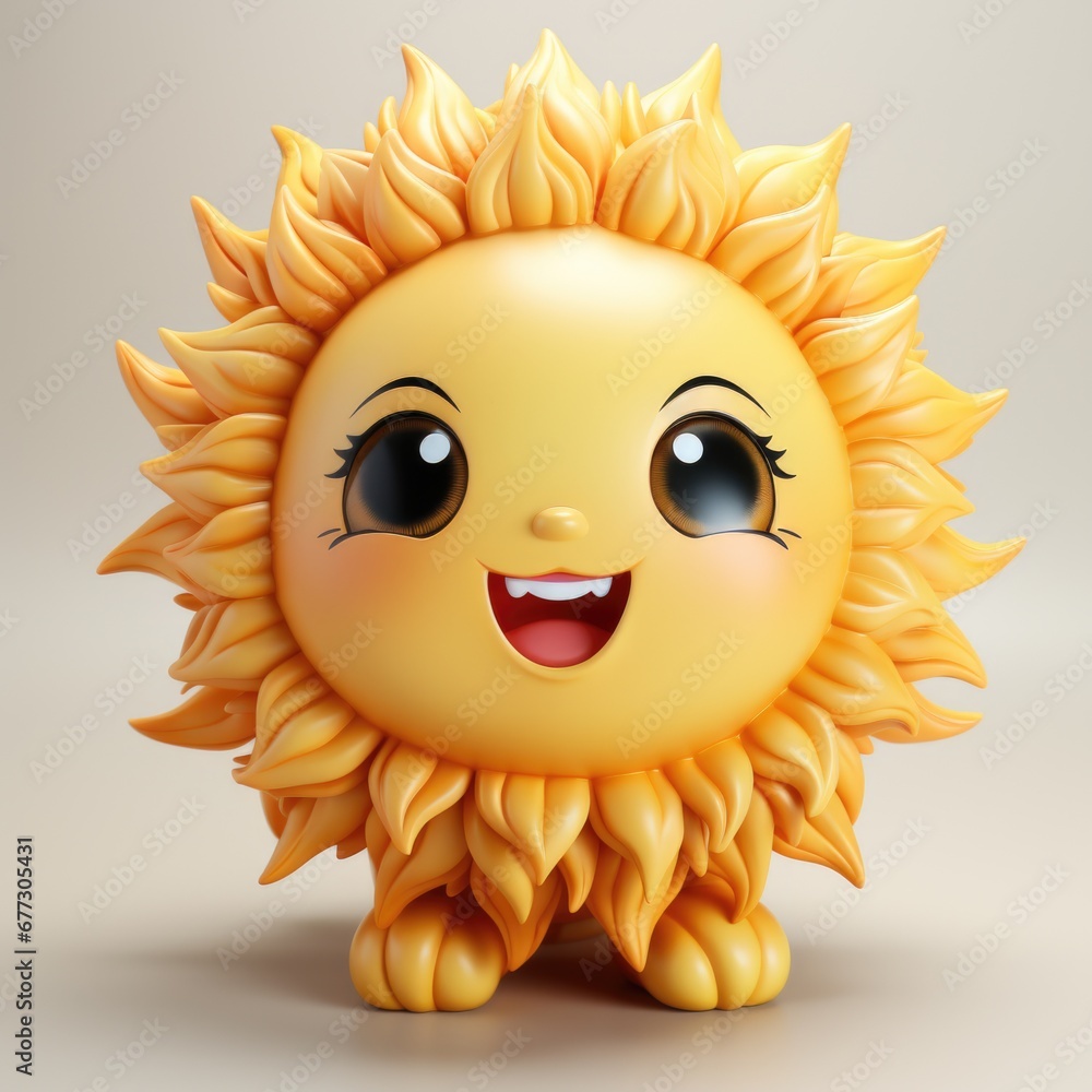 A yellow sun with a big smile on it's face.