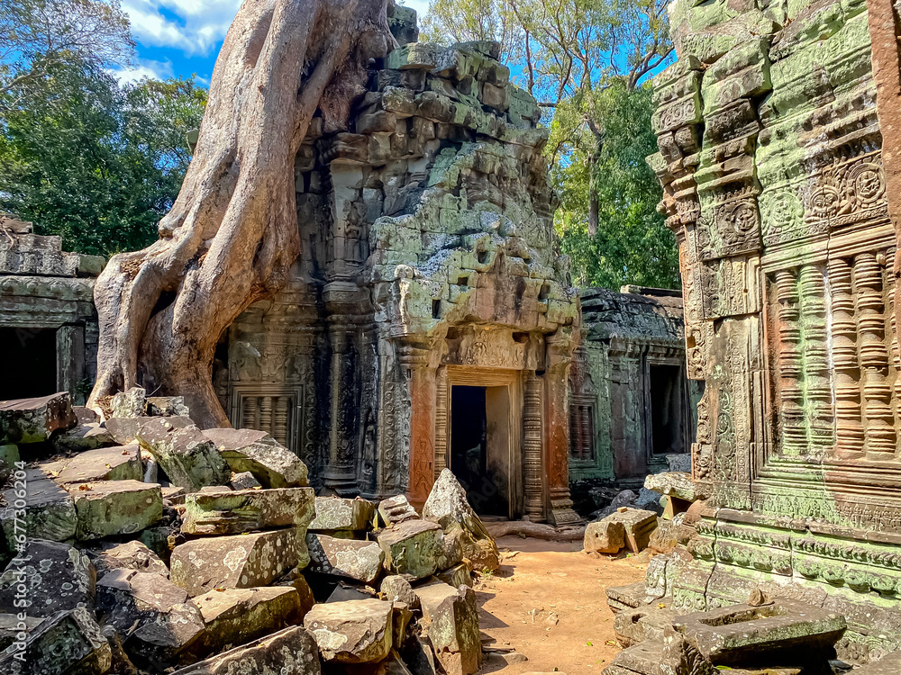 Ta Prohm, a mysterious temple of the Khmer civilization, located on the territory of Angkor in Cambodia