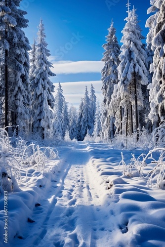 winter landscape with snow, generative Ai 