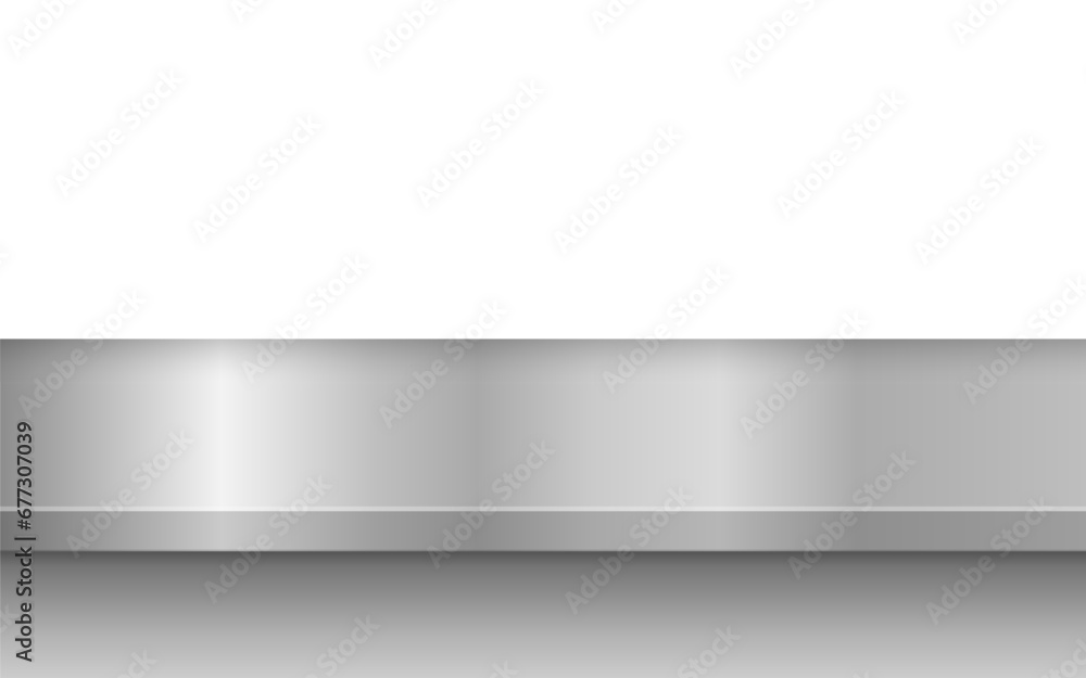 Silver steel countertop, empty shelf. mockup of table top. Metal kitchen countertop. Vector illustration. Silver steel countertop, empty shelf. mockup of table top. Metal kitchen countertop. Vector illustration.