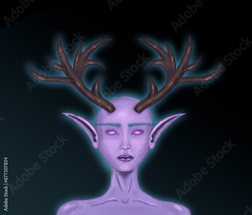 a elf woman with horns