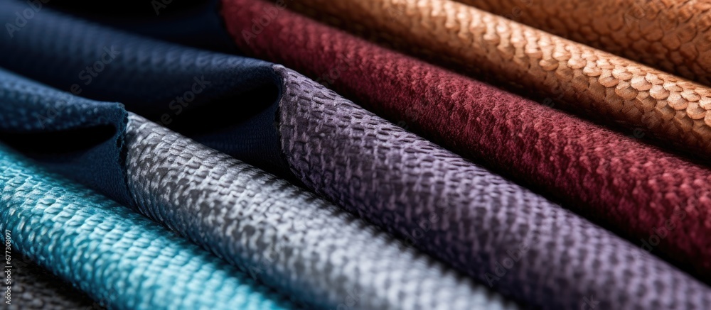Image showcasing Assorted upholstery fabric samples Different materials for furniture ...