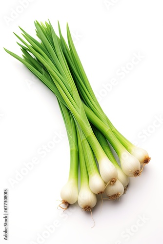 Spring onion. Isolated on white background. Ai Generative