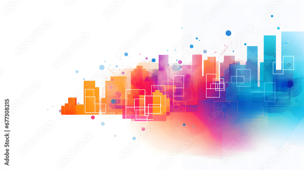 Abstract Colorful Cityscape Watercolor Style Background