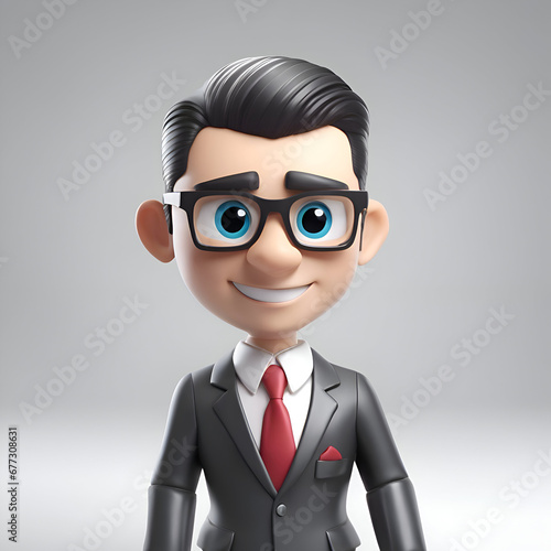 3D Illustration of a Business man with glasses and a suit