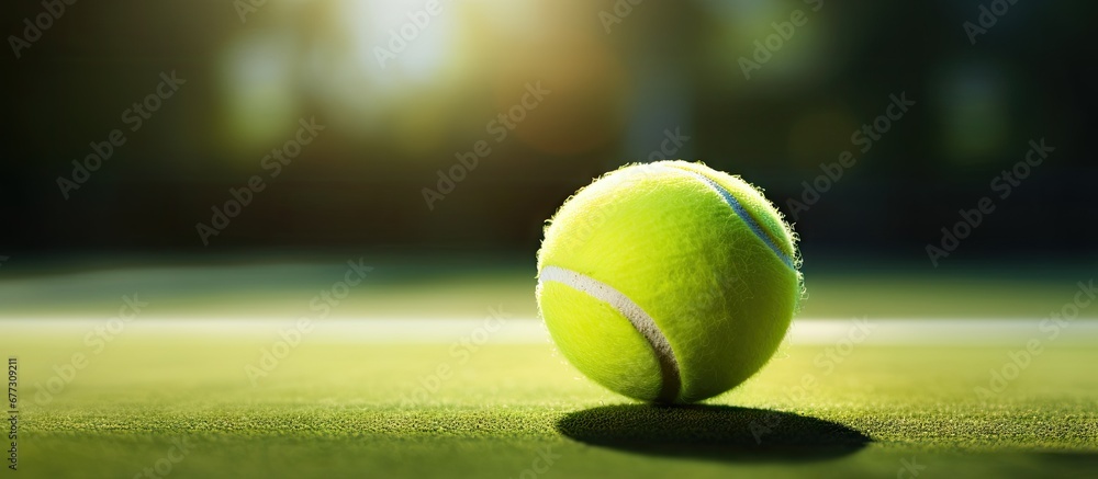 Close up of a tennis ball on the court Copy space image Place for adding text or design