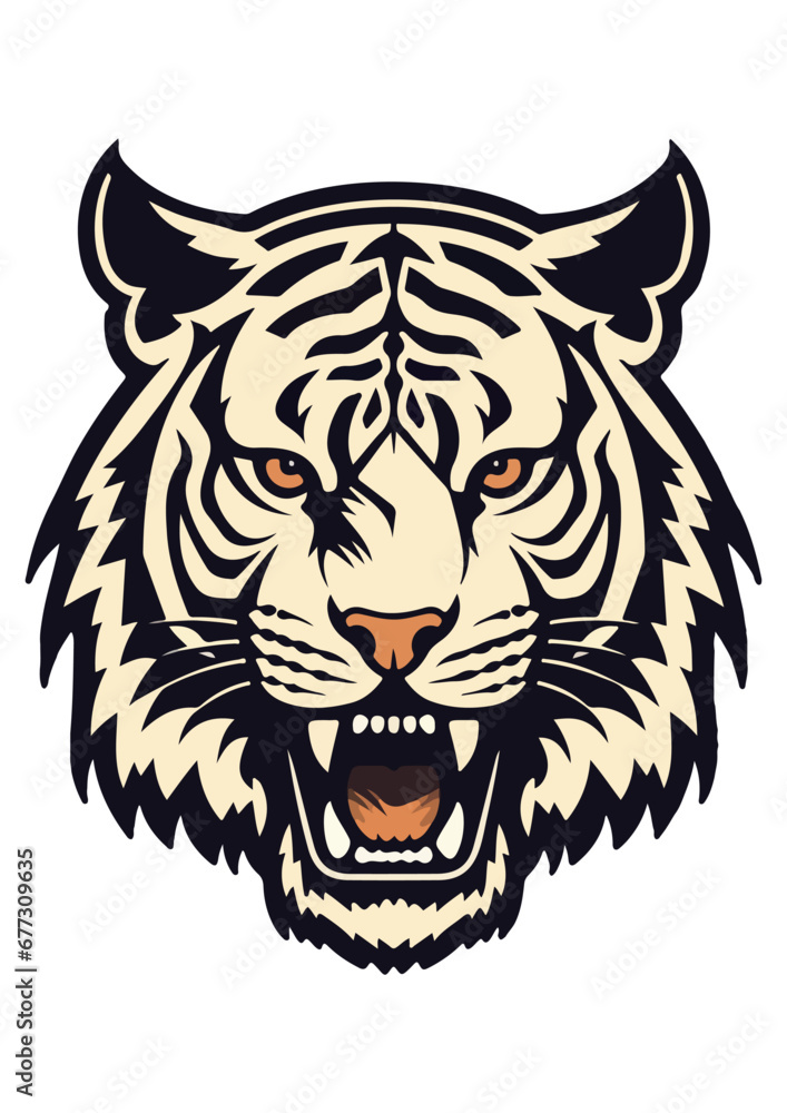 orange and white tiger vector, print ready tiger illustration, color printing, for cricut, cutting file