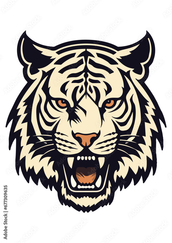orange and white tiger vector, print ready tiger illustration, color printing, for cricut, cutting file orange and white tiger vector, print ready tiger illustration, color printing, for cricut, cutting file