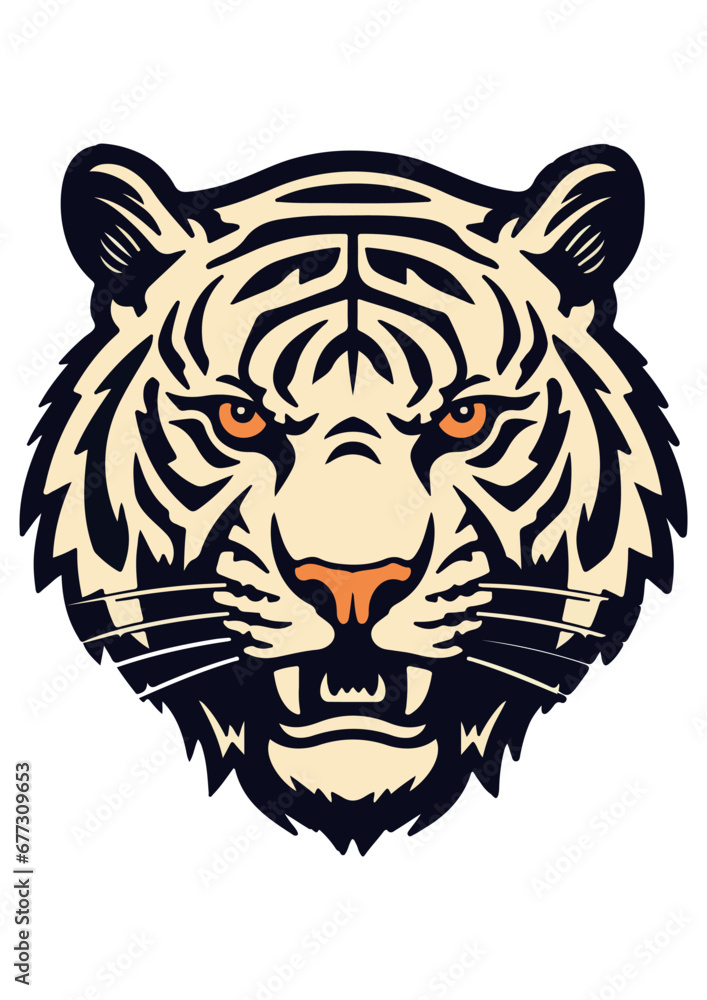 orange and white tiger vector, print ready tiger illustration, color printing, for cricut, cutting file