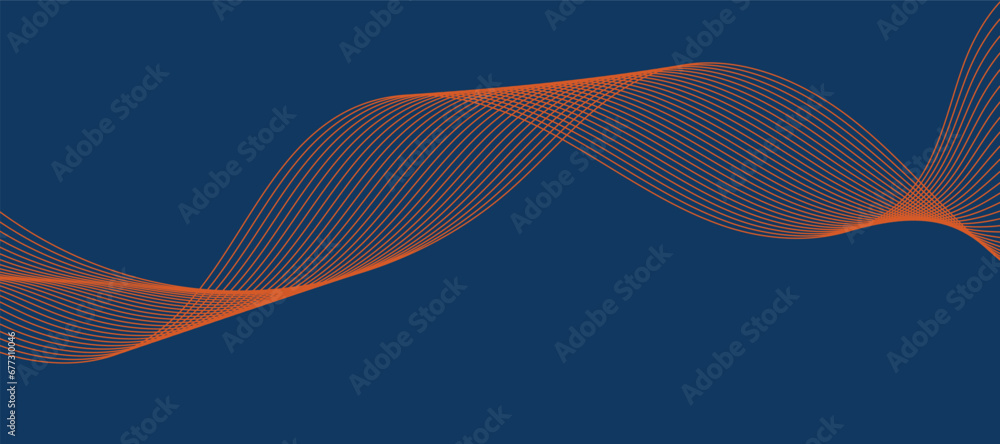 Abstract blue background with orange wavy lines Abstract blue background with orange wavy lines