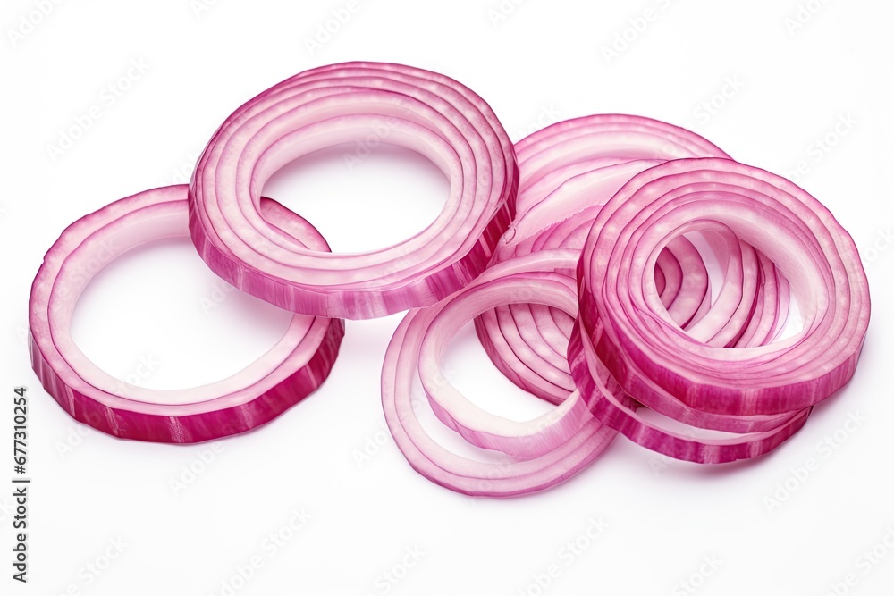 Red onion sliced. Isolated on white background. Ai Generative Red onion sliced. Isolated on white background. Ai Generative