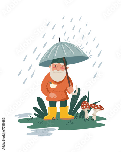 Dwarf Elf Or Gnome With Umbrella