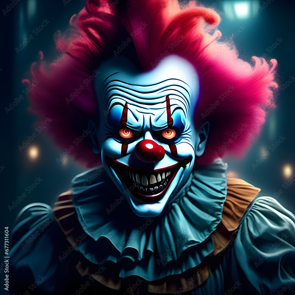 A creepy evil clown laughing A creepy evil clown laughing