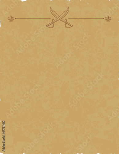 Vertical Parchment with Fleur de Lys and Crossed Sabres