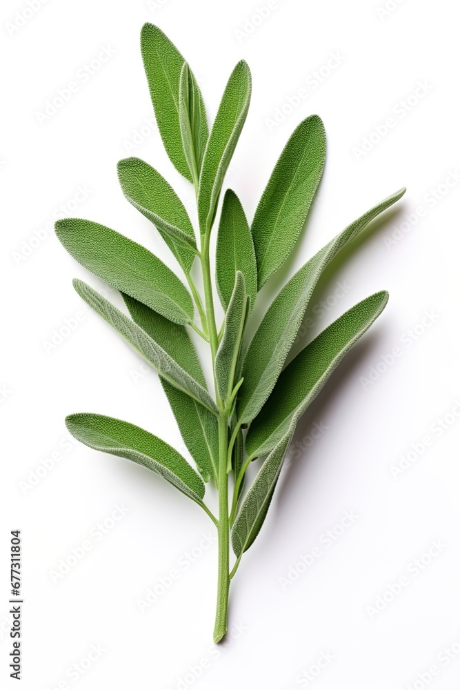 Sage leaves on white background. Ai Generative Sage leaves on white background. Ai Generative