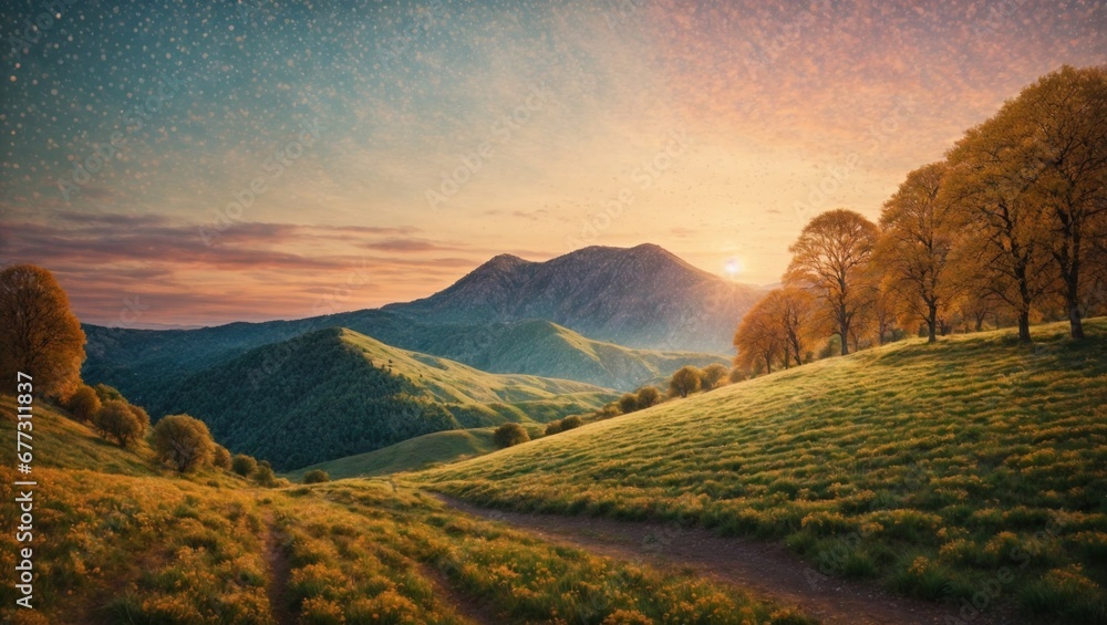 Fototapeta premium sunset in the mountains