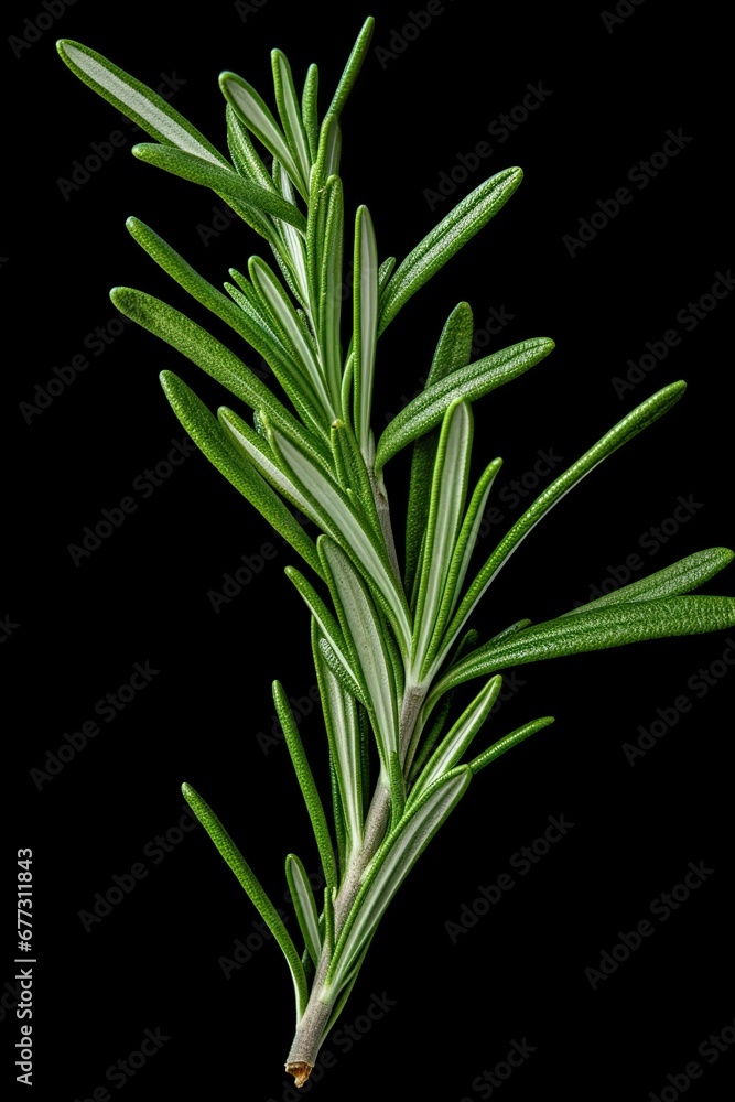 Fototapeta premium Rosemary isolated on black background. Ai Generative