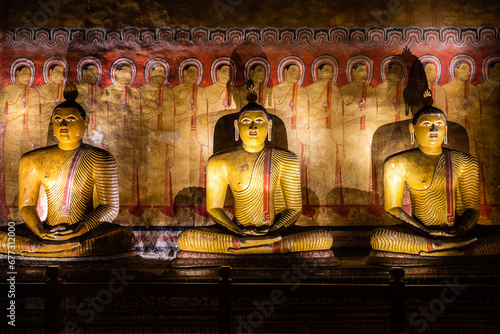 inside the cave temple of dambulla, sri lanka photo