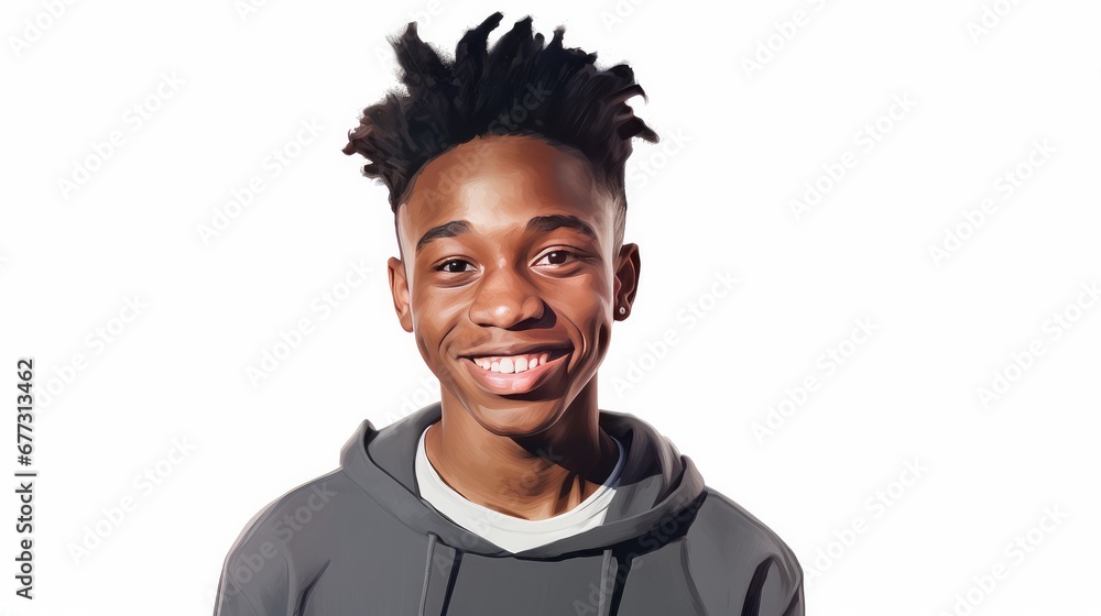 a happy black adolescent photo against a white background a happy black adolescent photo against a white background