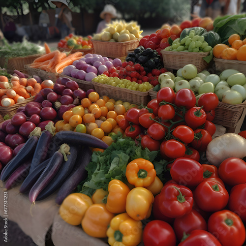 Fresh fruits and vegetables at a farmers market in the Provence. France