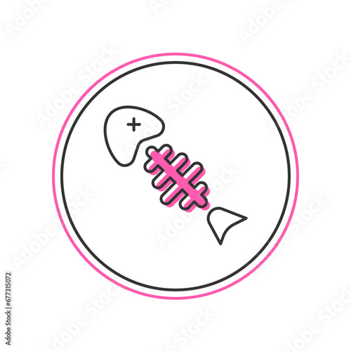 Filled outline Fish skeleton icon isolated on white background. Fish bone sign. Vector