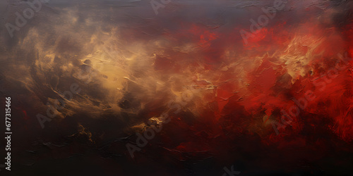 Dark red textured oil paint wit golden elements  abstract background