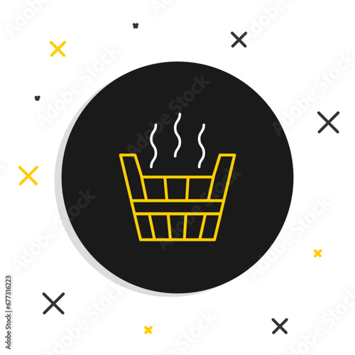 Line Sauna bucket icon isolated on white background. Colorful outline concept. Vector