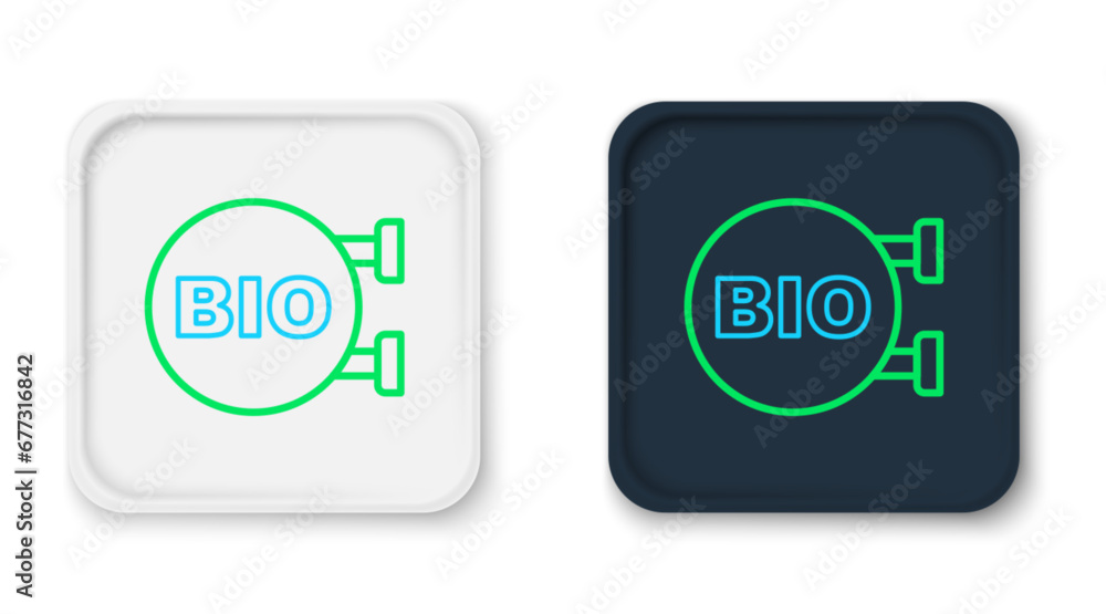Line Bio green healthy food icon isolated on white background. Organic product. Healthy food sticker. Colorful outline concept. Vector Line Bio green healthy food icon isolated on white background. Organic product. Healthy food sticker. Colorful outline concept. Vector