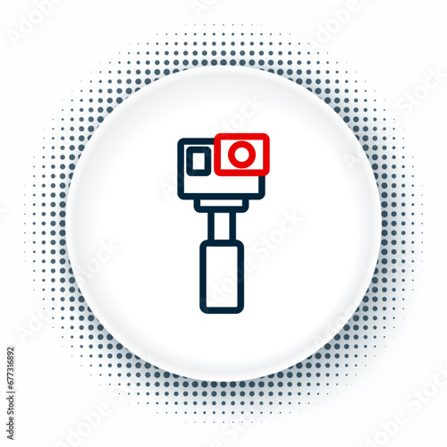 Line Action extreme camera icon isolated on white background. Video camera equipment for filming extreme sports. Colorful outline concept. Vector
