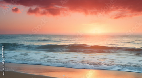 Summer Beach Sunset Background  A Serene Coastal Scene Awash in Warm Tones - Inviting the Tranquility of a Golden Sunset by the Shore