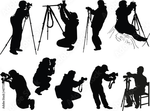 illustration with nine photographers on white