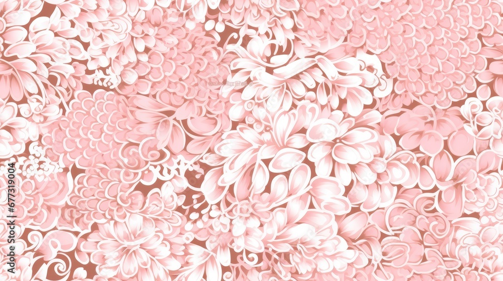  a pink and white floral wallpaper with lots of pink flowers on a light pink background with a brown border.