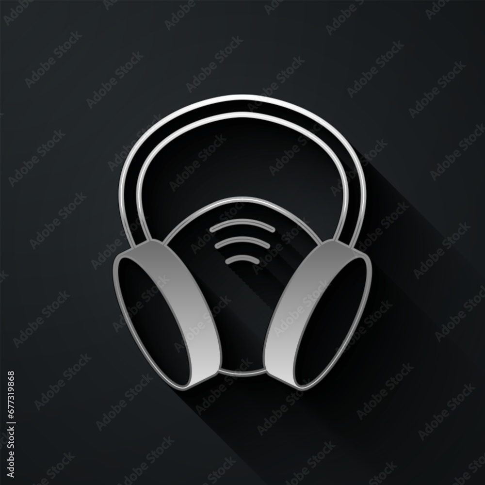 Silver Gas mask icon isolated on black background. Respirator sign. Long shadow style. Vector Silver Gas mask icon isolated on black background. Respirator sign. Long shadow style. Vector