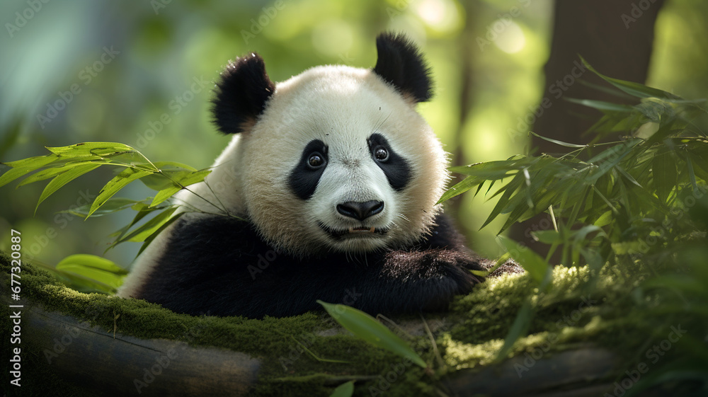 panda cub in the forest panda cub in the forest