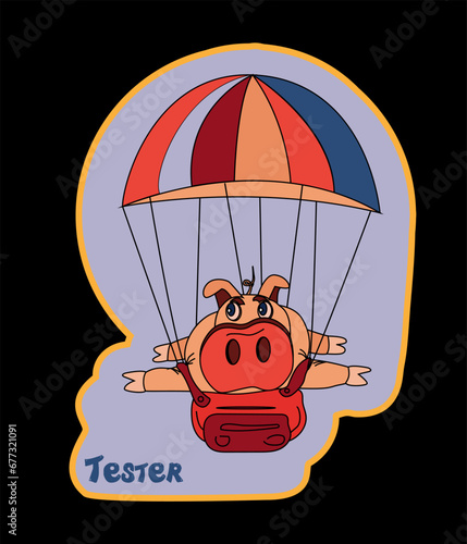 funny pig falls down from the sky, game tester