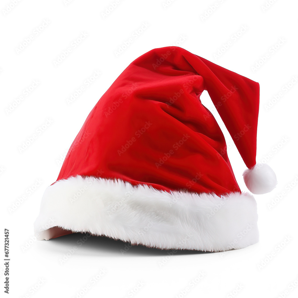 Charming Christmas Santa Hat isolated on transparent background Charming Christmas Santa Hat isolated on transparent background