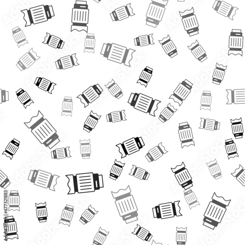 Black Camera photo lens icon isolated seamless pattern on white background. Vector