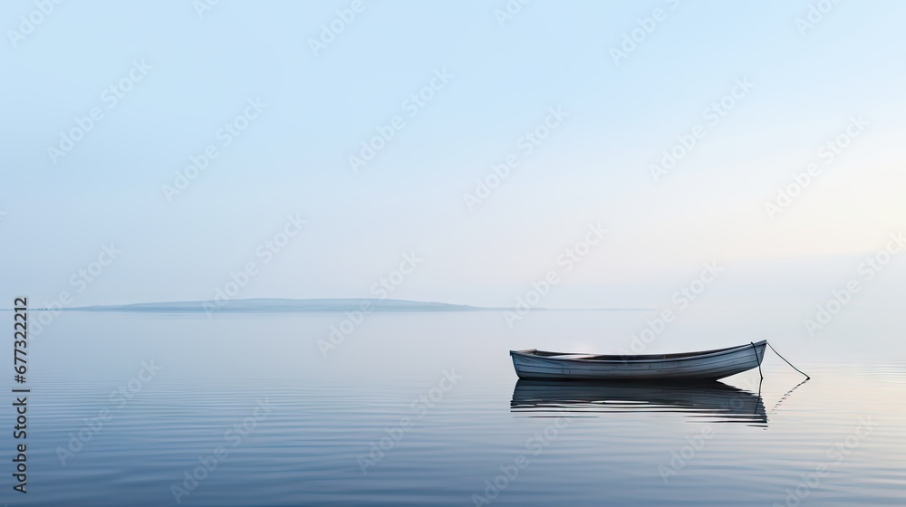 a boat floating on top of a body of water next to a small island in the middle of the ocean. a boat floating on top of a body of water next to a small island in the middle of the ocean.
