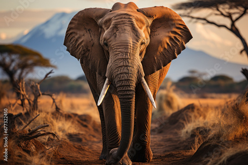 Elephant in african savannah. Created with Generative AI © Uliana