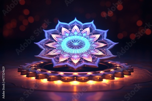 3D holographic mandala with glowing edges