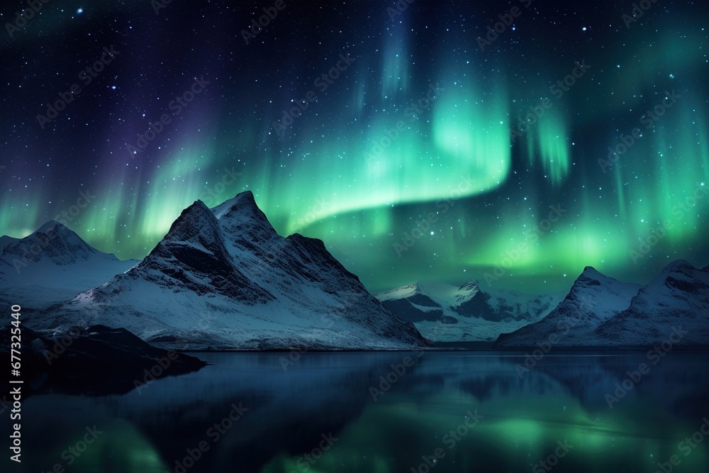 Aurora borealis on a starry backdrop