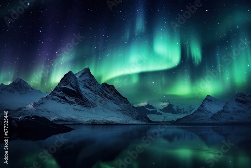 Aurora borealis on a starry backdrop © Dan