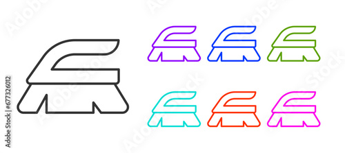 Black line Brush for cleaning icon isolated on white background. Cleaning service concept. Set icons colorful. Vector