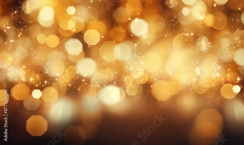 Golden Christmas background. Abstract colorful christmas light bokeh background, AI generator