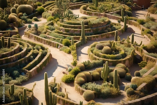 Aerial desert garden  maze of spiny greens