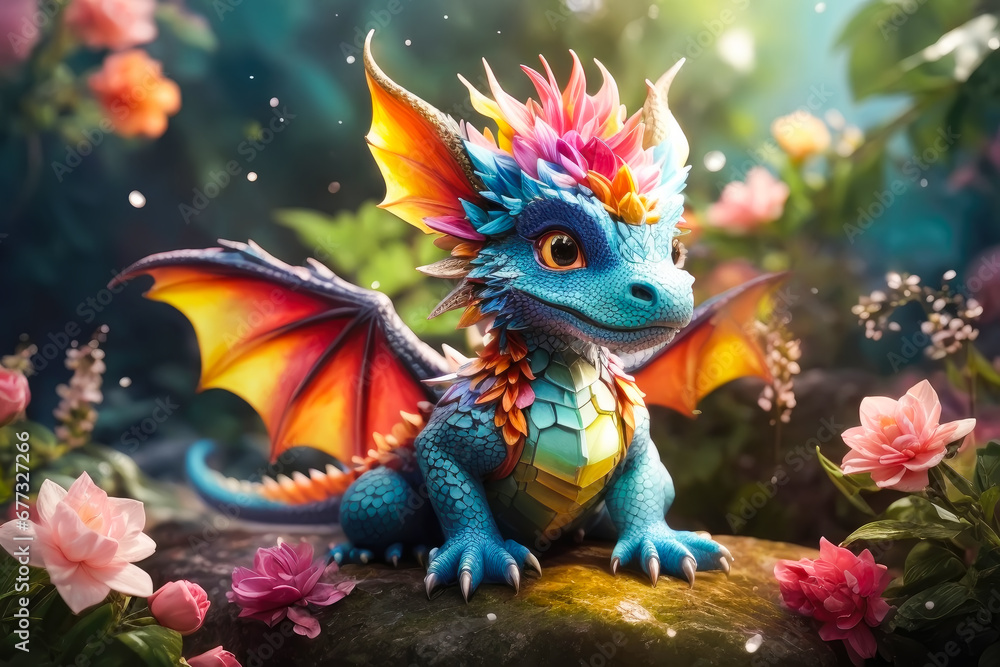 Fantasy cute green dragon. Fantasy cute green dragon.